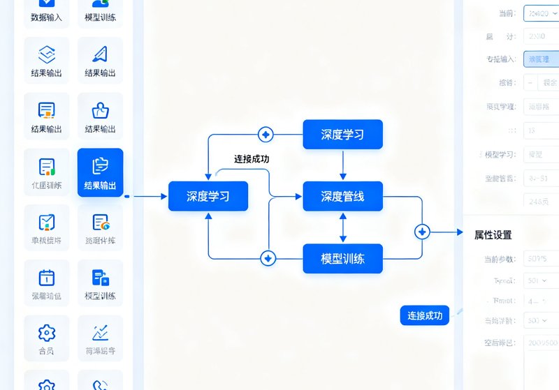 沙巴AI开发平台的拖拽式可视化操作界面，用户通过图形化方式搭建深度学习模型训练管线